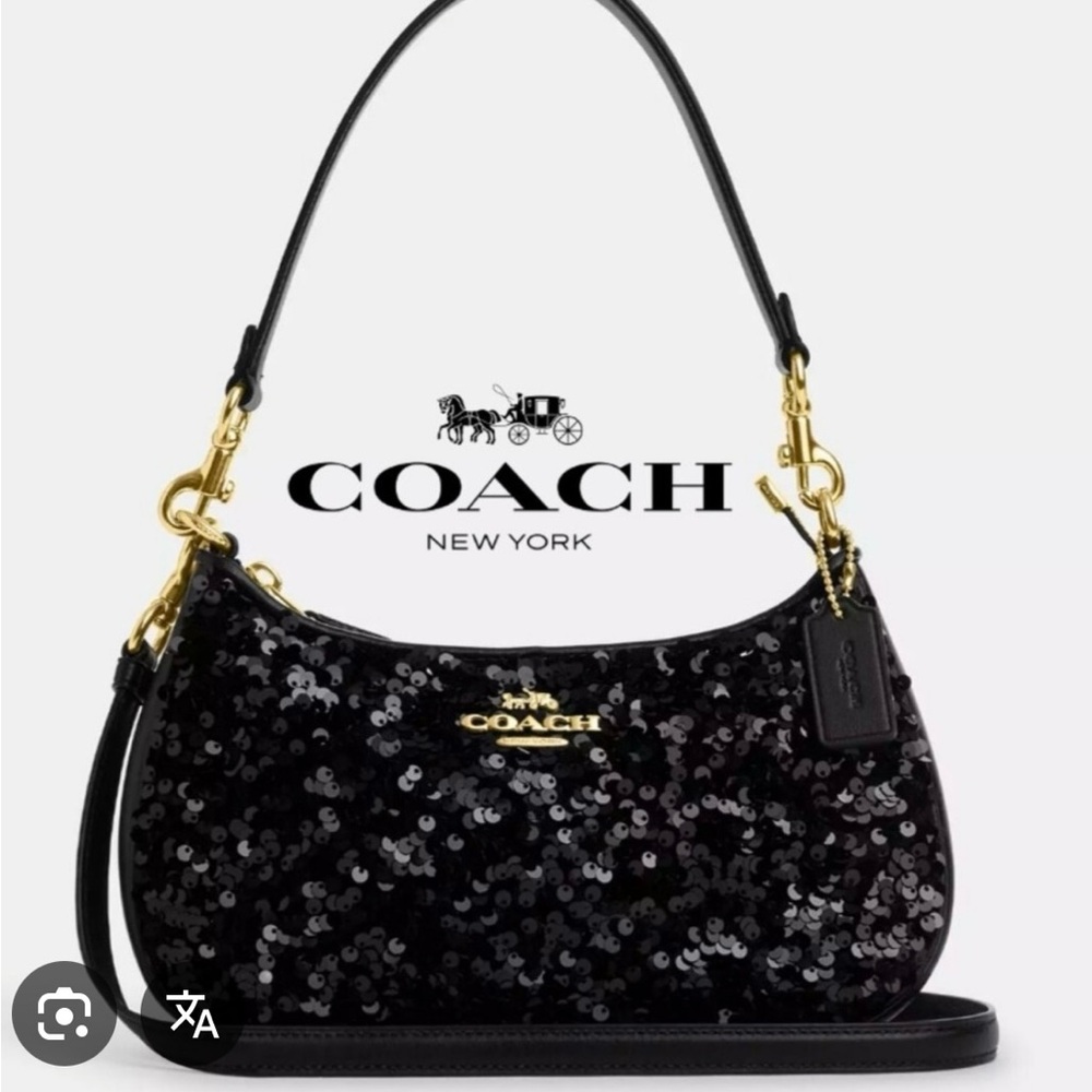 Coach Black Sequin Teri Shoulder Bag